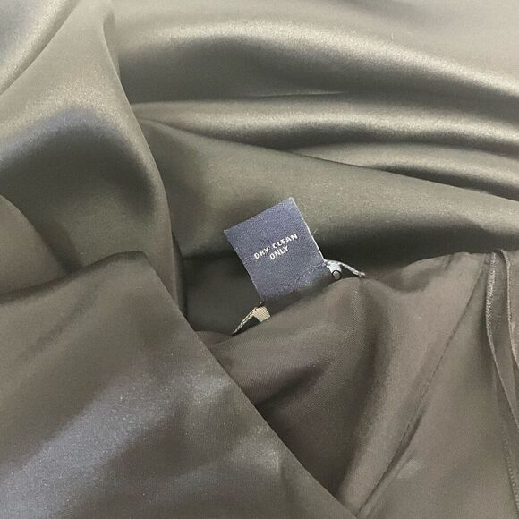 Ann Taylor Womens 6 Satin Evening Maxi Dress Black Halter Neck Open Back Zips - Picture 14 of 15